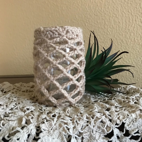 Other - Crochet covered glass jar